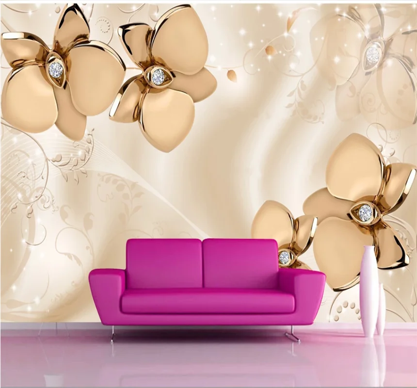 Shuimunianhua jewelry flower indoor background wall painting custom wallpaper 8D waterproof wall covering