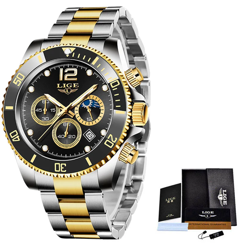 2021 New Arrival Mens Watches LIGE Top Brand Luxury Diver Watch For Men Sports Chronograph Quartz Wristwatch Relogio Masculino 