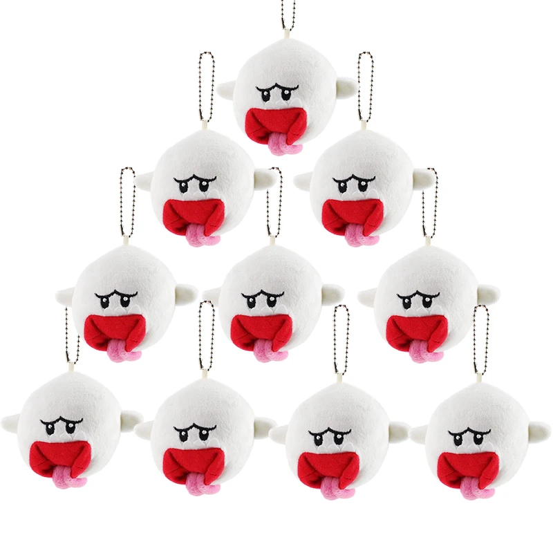 9cm 10pcs/lot Super Mario Bros Boo Ghost Plush Pendants Stuffed Dolls Keychains Toys gifts - Цвет: 10pcs