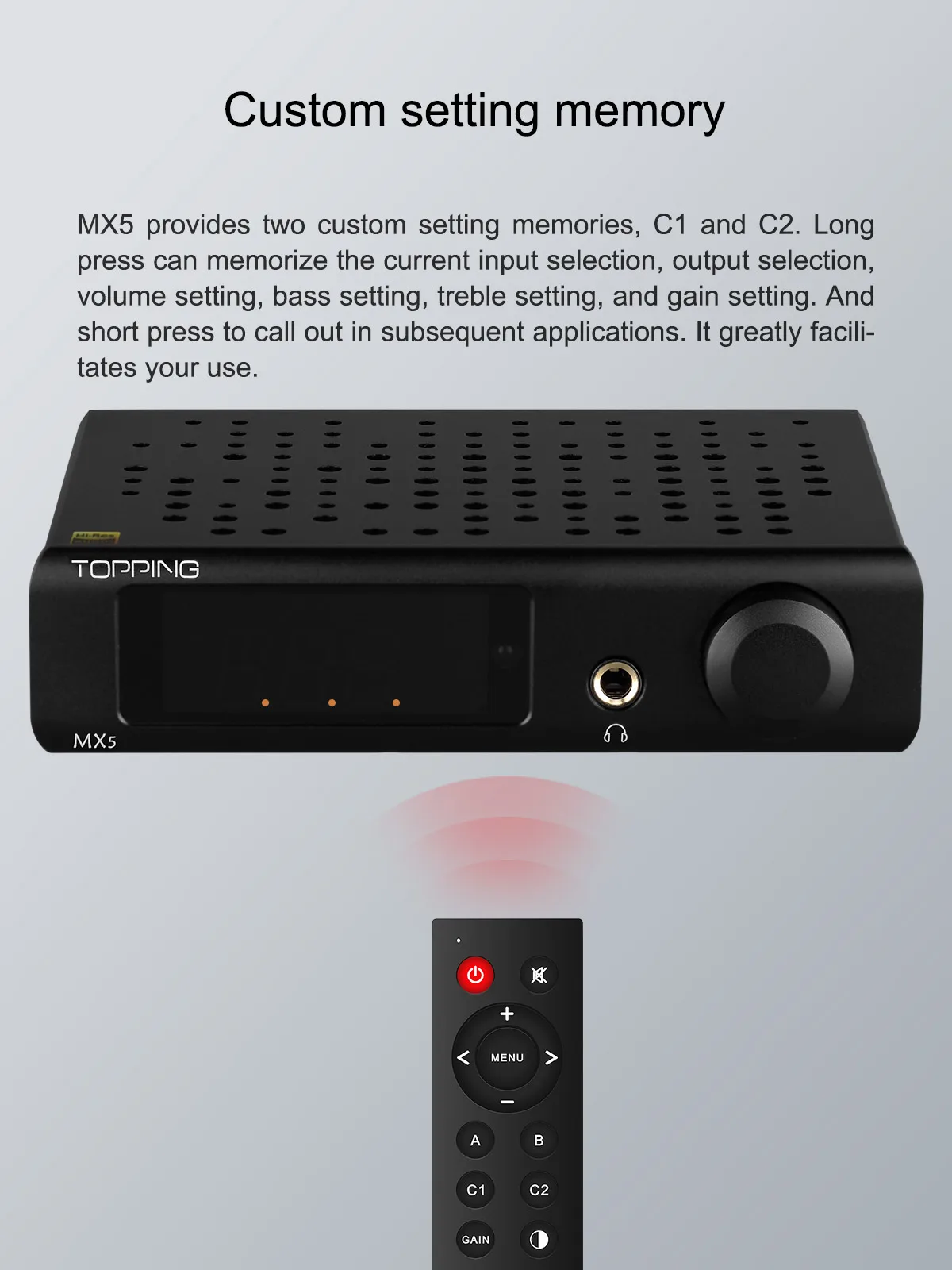 TOPPING MX5 Power Amplifier 70w*2 1600mW*2 NFCA HPA 384kHz/DSD256 Hi-Res Audio with Remote Control