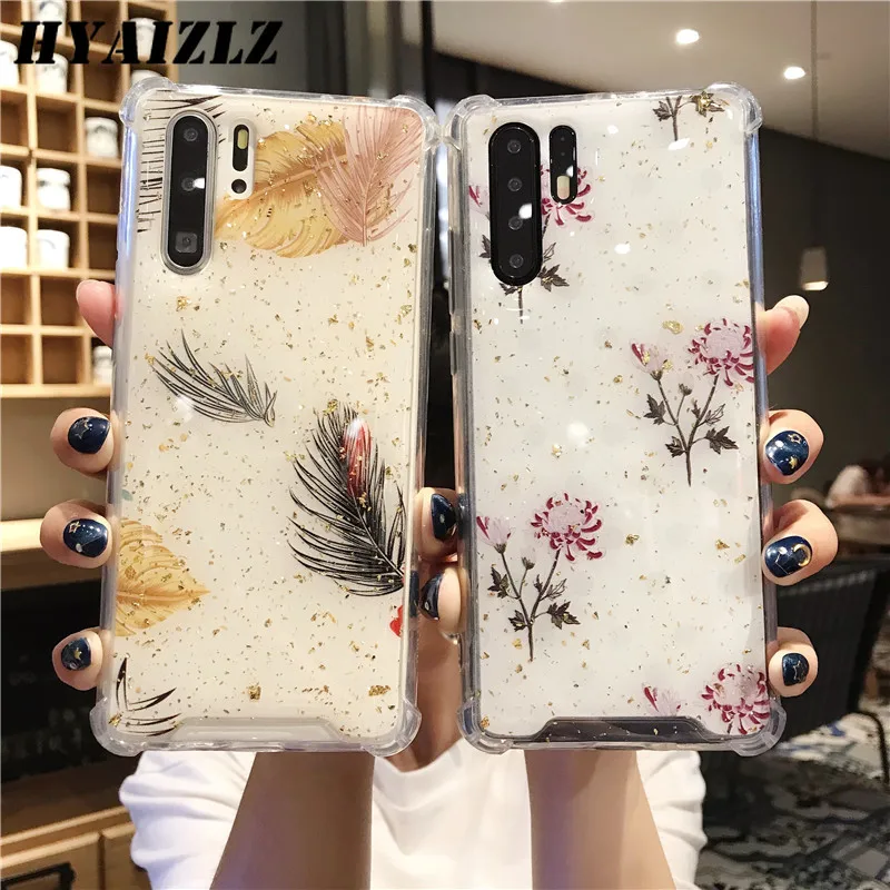 

S10e Four Corner Anti-fall Case for Samsung Galaxy Note 10 9 S8 S9 S10 Plus Drop Glue Flowe Hard Back Cover Clear Bumper Shell