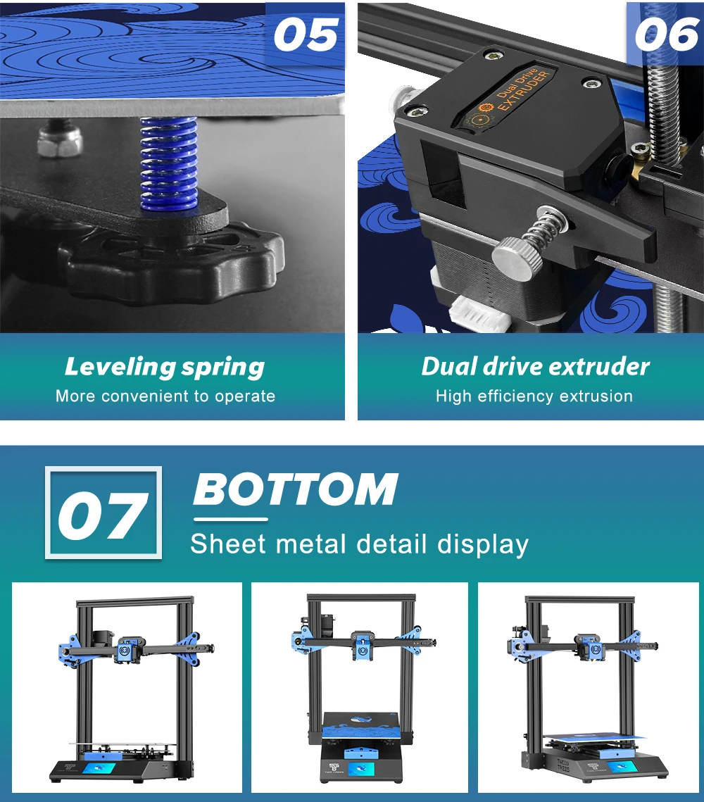 3 d printer Twotrees 3D printer Blu-3 V2 With Silent Driver TMC2225 High Precision Prusa i3 Printing Large Size TFT Color Touch Screen best 3d printer for beginners