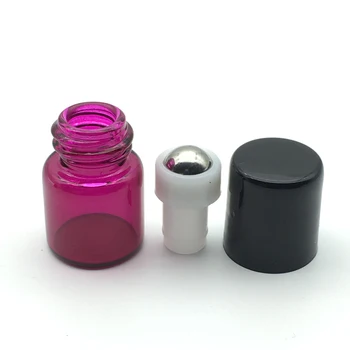 

5pcs Perfume sample 1ml Rose-red Roller Bottle roll on Bottles for Essential Oils Refillable Deodorant Containers