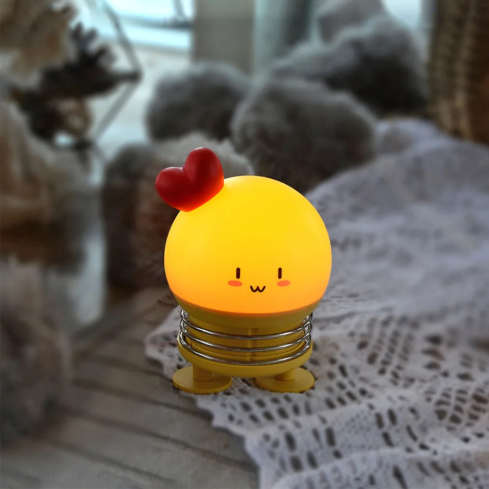 

Decoration Home Mini Rechargable Spring Press Led Night Light Gift Practical Cute Help Sleep Bedside Bedroom Cartoon Animal