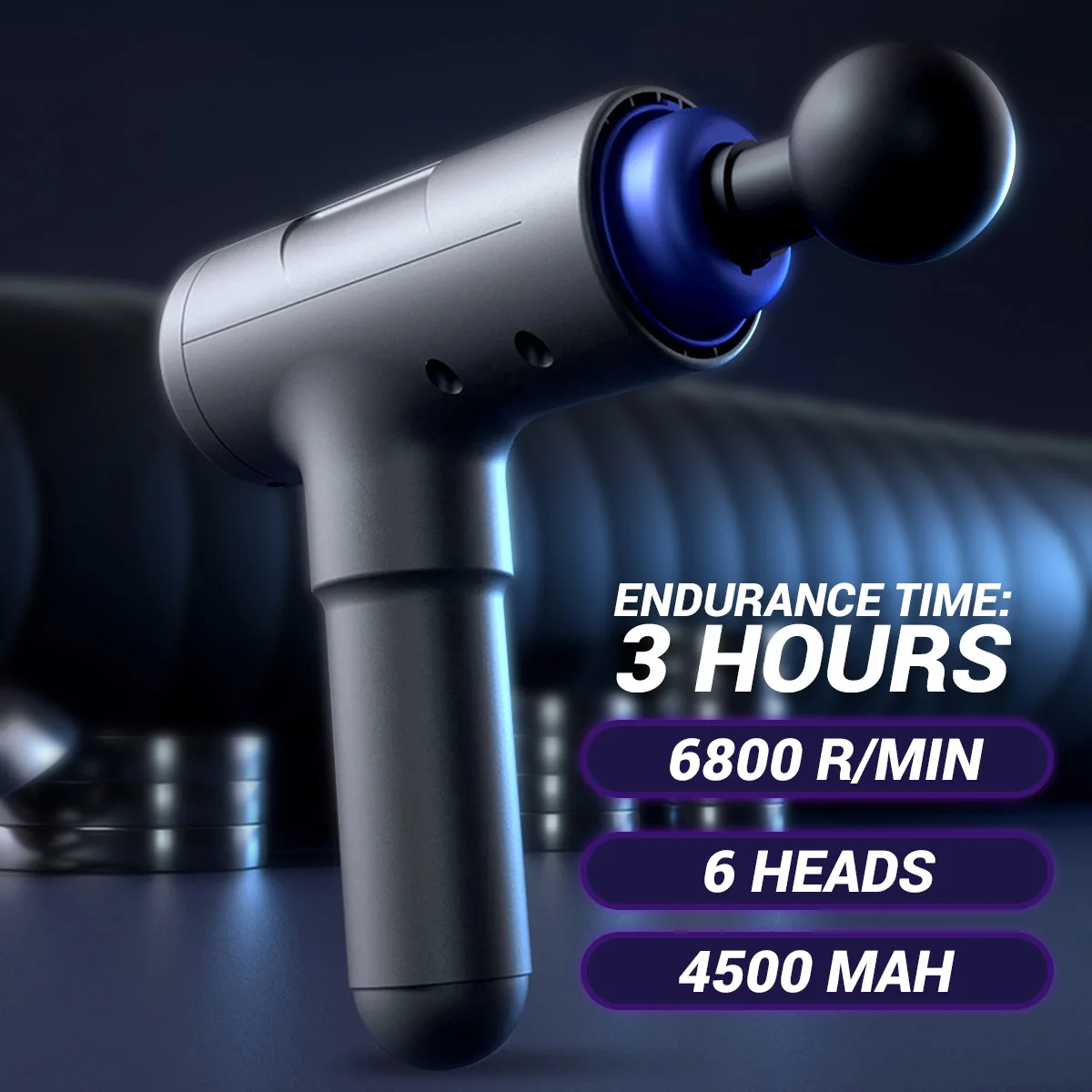 

6800 r/min Therapy Massage Gun 3 Gears Muscle Massager Pain Sport Massage Machine Relax Body Slimming Relief 6 Heads With Bag