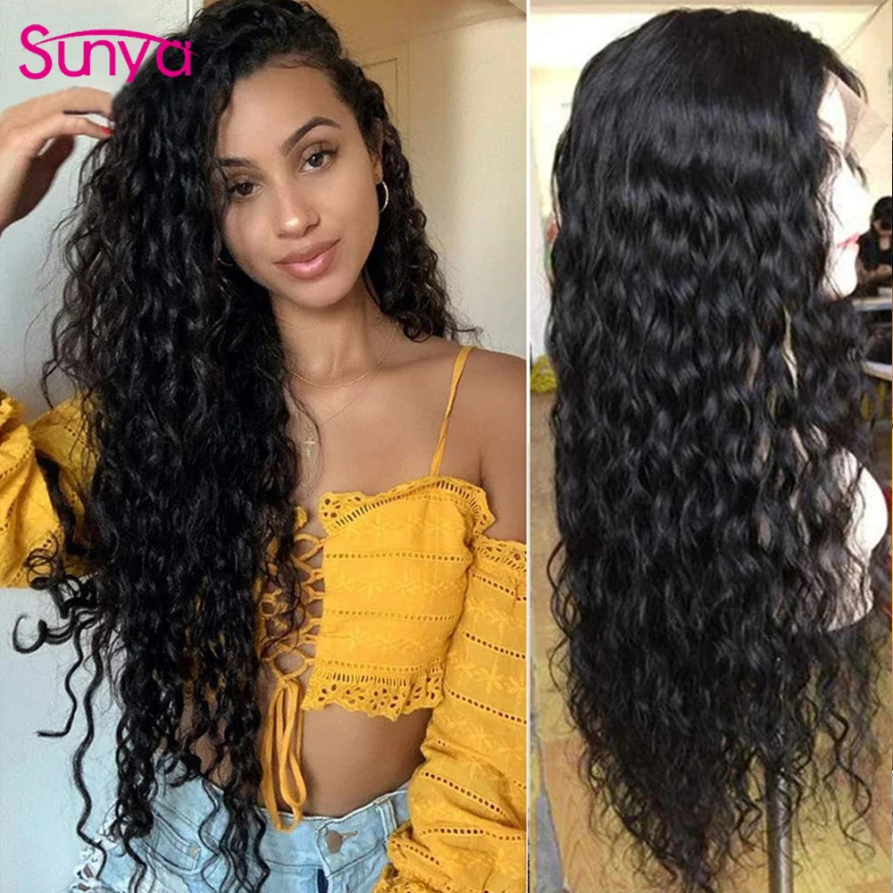 Парики из человеческих волос Sunya 13*4 парик на сетке спереди с водной волной