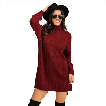 

Loose Lazy Style Pullover Sweater Long turtle neck Knitting Sweaters