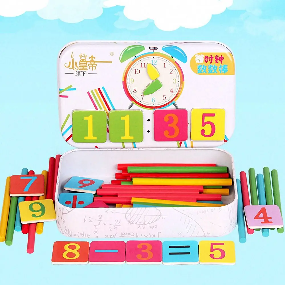 

Montessori Math Toy Magnetic Iron Box Digital Clock Wooden Stick Number Counting Toy Baby Kids Learning Educational Toy Gifts