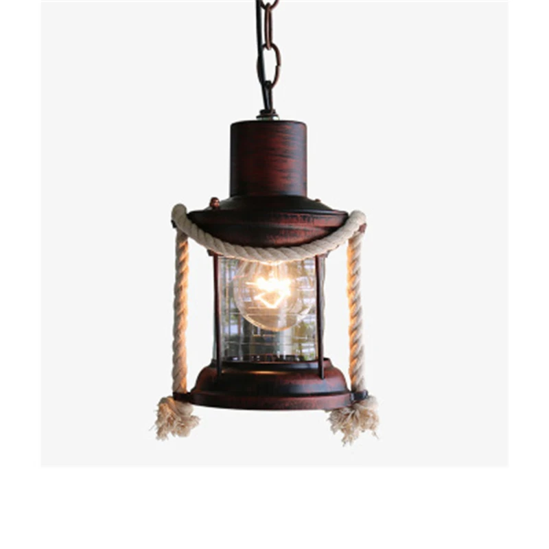 

Retro And Nostalgic Hemp Rope Chandelier American Cafe Lamp Bar Light Iron Aisle Small Light Free Shipping