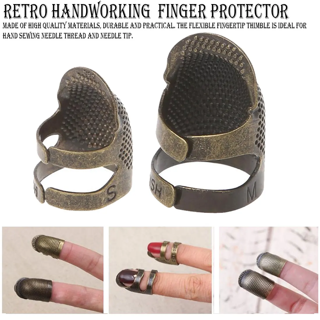 

Retro Handworking Sewing Thimble Finger Protector Needlework Metal Brass Sewing Thimble Sewing Tools Accessories