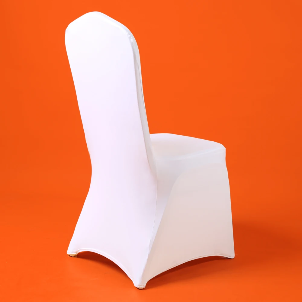 50/100Pcs White Wedding Chair Cover for Reataurant Banquet Hotel Dining Party Lycra Spandex Chair Covers 3
