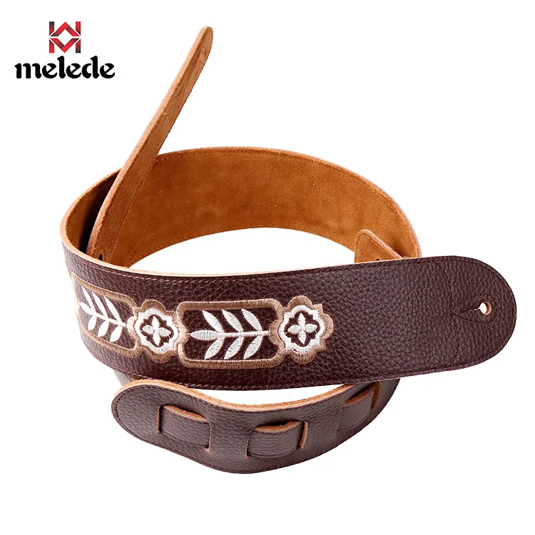 Wholesale high-grade brown acoustic guitar strap full leather computer embroidery craftsmanship | Спорт и развлечения