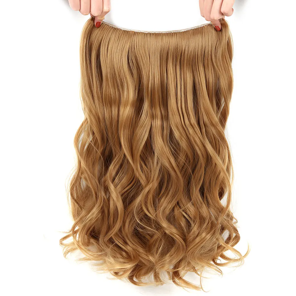 Pageup 20" Secret Fish Line Real Hair Extension One Piece Invisible Wire Wave Natural Blonde Synthetic Fake Hairpieces