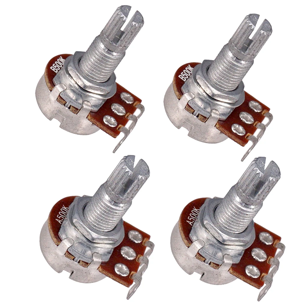 Metric Full Size 18mm Split Shaft Pots A500K & B500K Guitar Potentiometers, 4 Pieces
