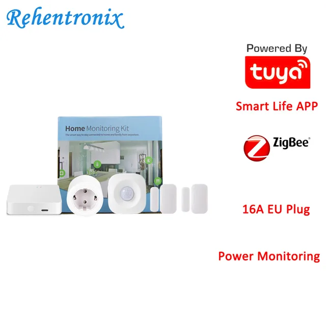 $51.16 Tuya Smart Home ZigBee Hub PIR Motion Detector Door Sensor EU Type 16A Power Energy Smart Monitoring Kit