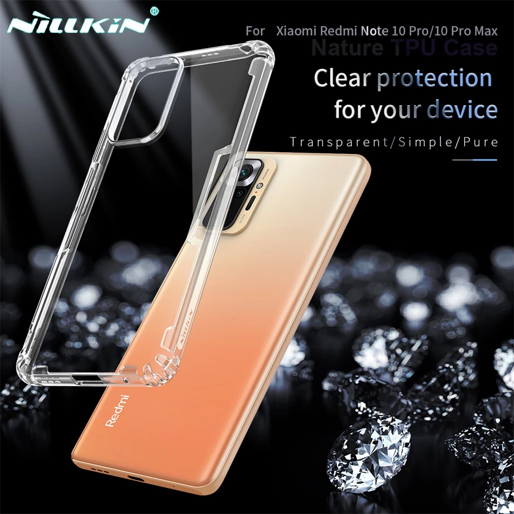 Для Xiaomi Redmi Note 10 Pro 10S 4G 5G чехол Nillkin Nature прозрачный мягкий для телефона из силикона