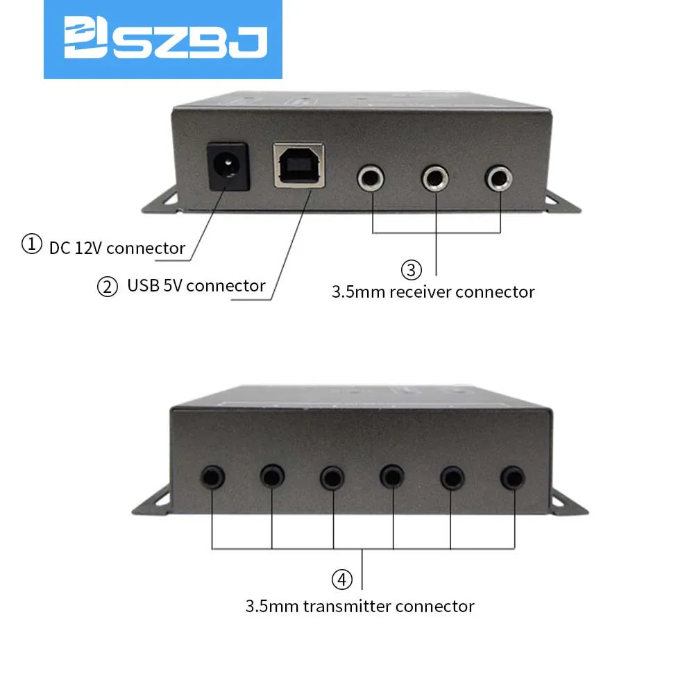 Infrared Remote Extender 6 Emitters 2 Receiver Hidden IR Repeater System(US plug)IR Remote Repeater