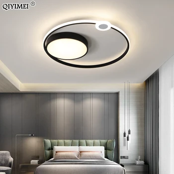 

Modern LED Chandeliers Lighting For Living Room Bedroom Study Indoor Round Lights Black White Decorative Lamps AC90-260V Deco