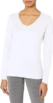 

2020 Women V-Neck Long Sleeve Tee Cotton O-Neck Solid Batik