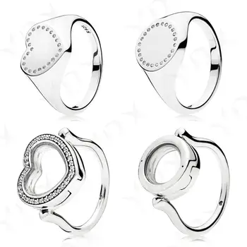 

YinDX 925 sterling silver ring love and round classic signature floating box European women's wedding ring gift fine jewelry