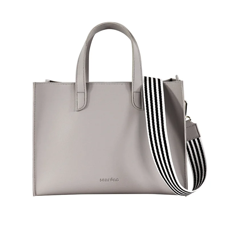 

Customizable Bag Women's Winter Versatile Contrast Color Fashion Shiling Gray Double-Sided Pu Hand Square Sling Bag