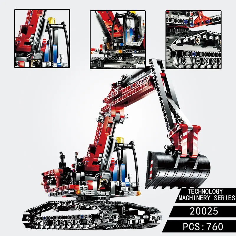 

For Legoing Technic Citys Excavator Set 20025 track Engineering Car 360 degree rotation Building Blocks Bricks toys for children