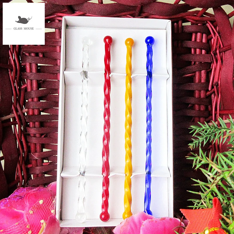 Murano style handmade glass Christmas tree head Figurines accessories Cocktail Stirrer Swizzle Stick coffee stirrer Wine Mixer