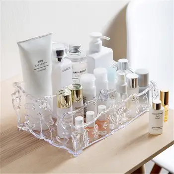 

Home Office Desktop Makeup Storage Box Cosmetics Container Toiletry Display Holder Fashion Carved Multifunctional Organizer
