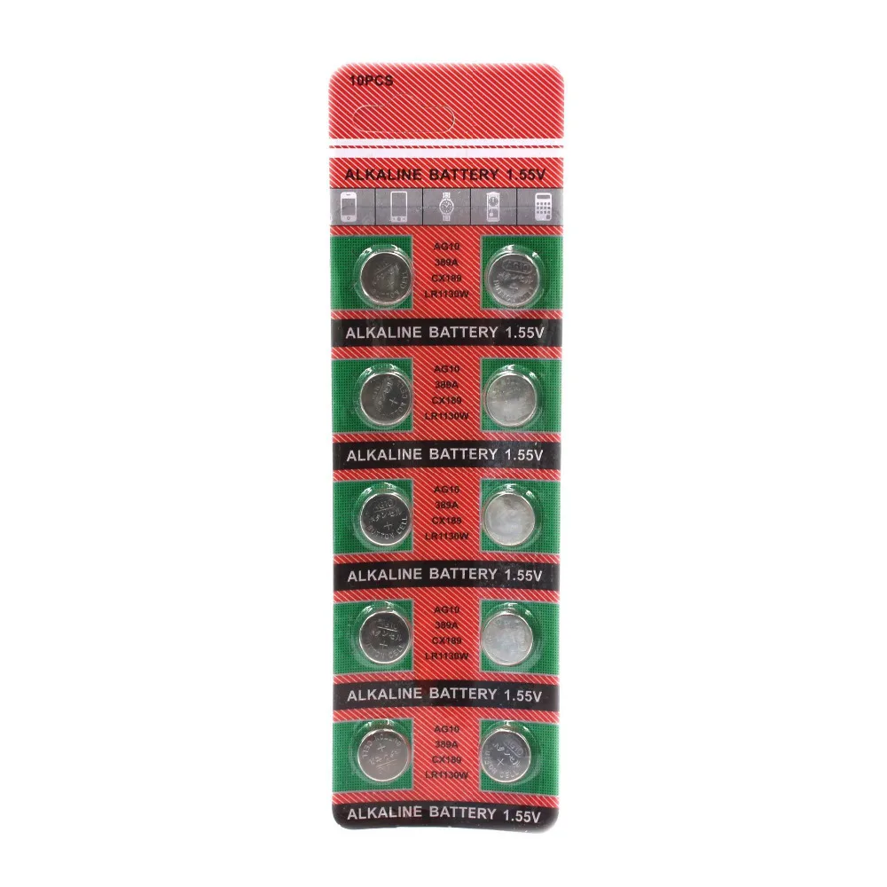 80pcs/pack 8 cards AG10 LR1130 389 390 1.5V Alkaline Button Cell Coin Battery Wholesales Disposable Calculator Toys Batteries