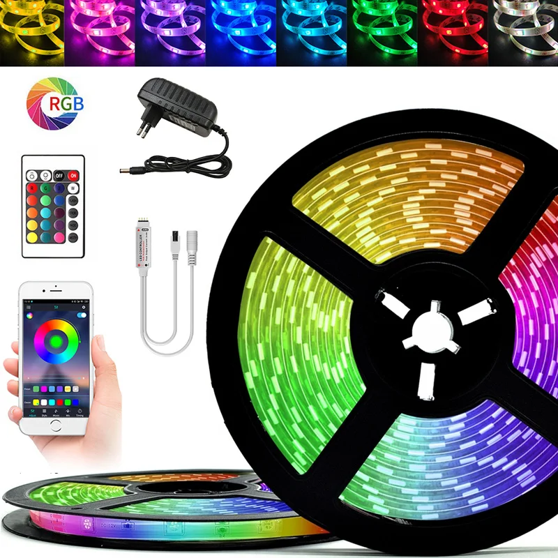 Светодиодный полоски светильник Bluetooth RGB SMD 5050 2835 Водонепроницаемый 5 10 м 15 20 Luces DC12V