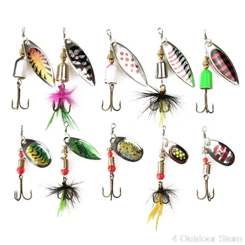 

Fishing Bait Sequin Reflective Noise Attract Rotation Mixed Colorful Treble Hook Lure Spoon Spinner Spinnerbait Baits S25 20