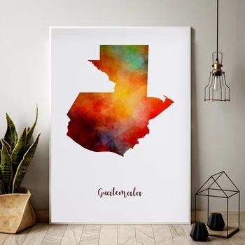 

Guatemala map watercolor Map Modern City Canvas Art Print Wall Pictures for Living Room No Frame