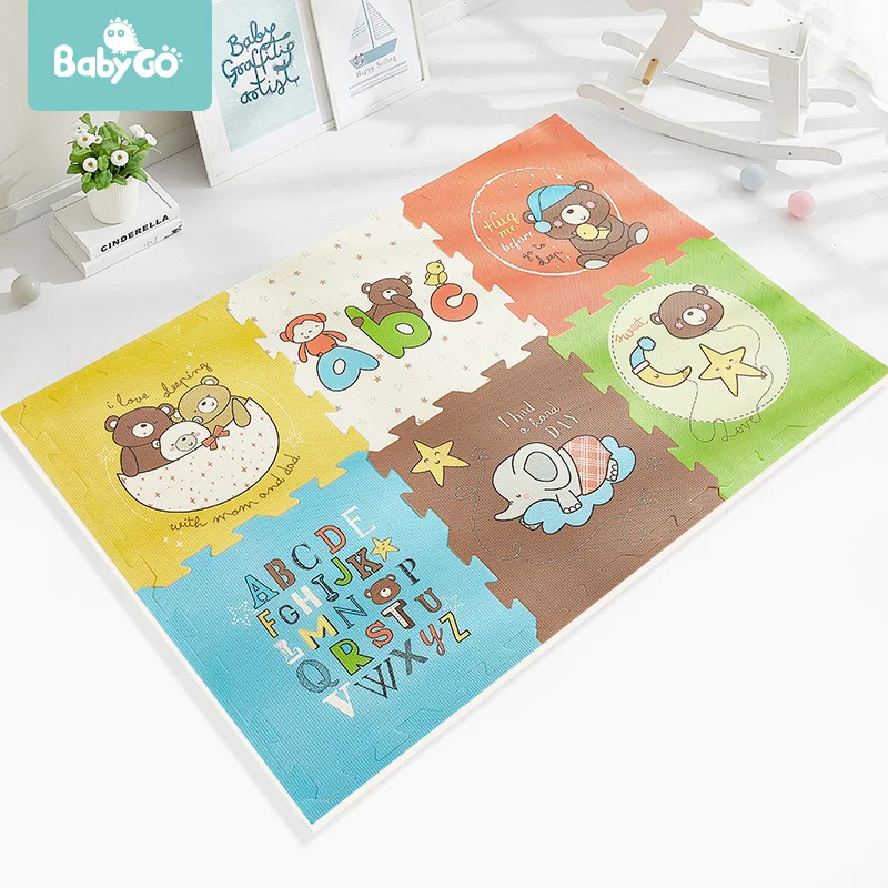 BabyGo Baby Crawling Pad Thickened 2cm Tasteless XPE Foam 6pcs Play Mat Kids Living Room Cartoon 3