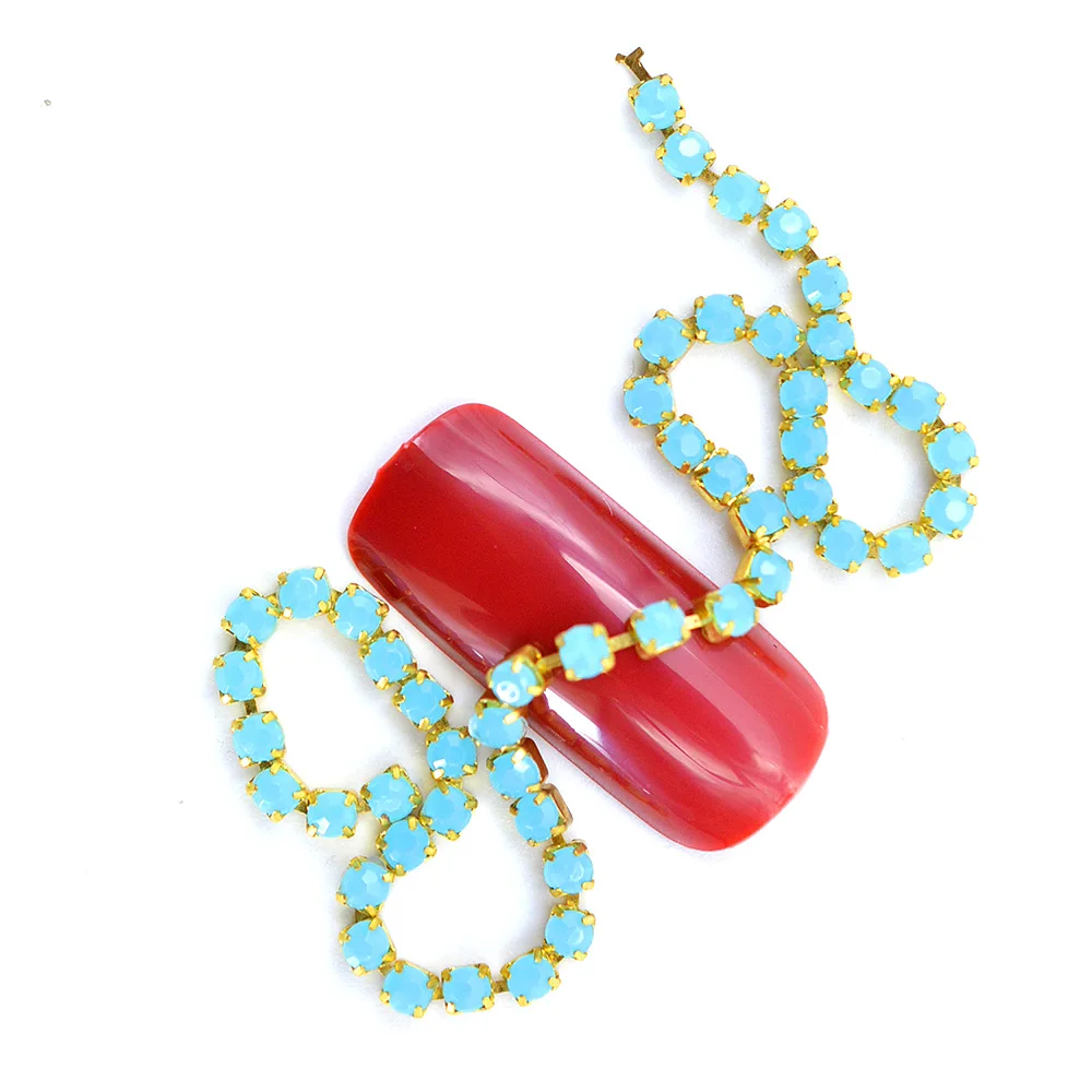 

3D Metal Nail Art Decoration Gold Metal Chain Beads Line Multi-size Snake Bone DIY Manicure Nail Art Decoration in Wheel 1 bag