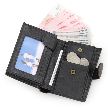 

Button Fabala Simple Multiple Card Slots Genuine Leather Durable Wallet Soft