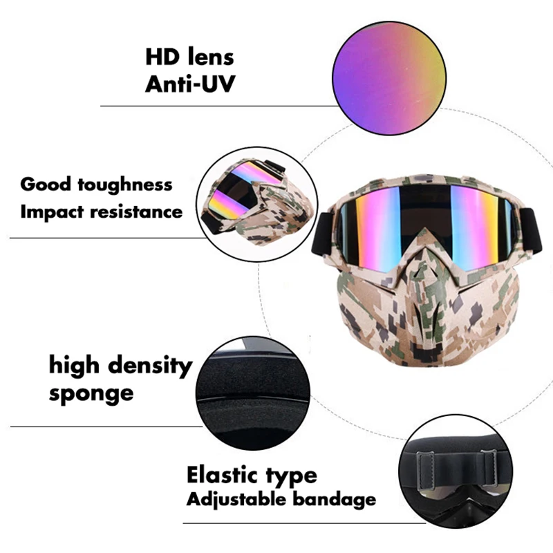 Men Women Ski Snowboard Snowmobile Goggles Mask Snow Winter Skiing Ski Glasses Motocross Cycling Riding Detachable Sunglasses 5