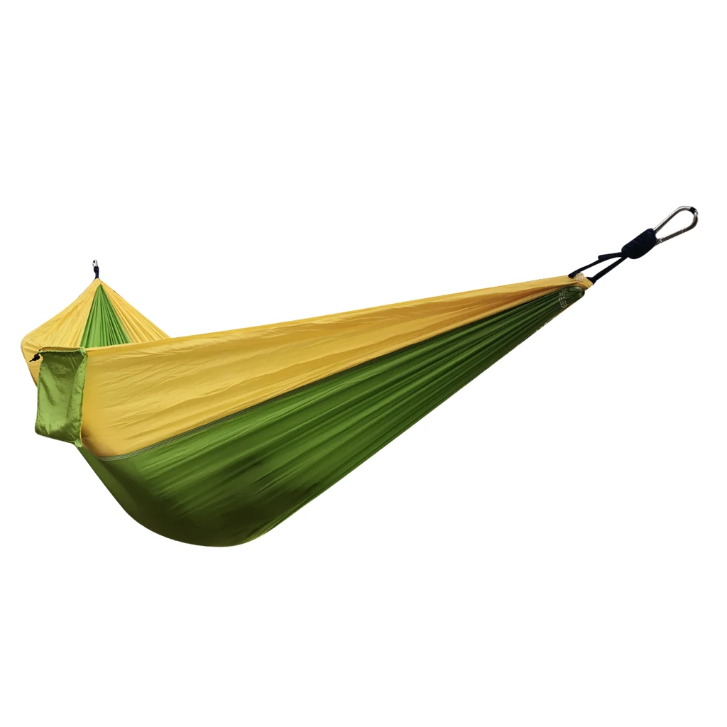 Double Person Portable Parachute Nylon Travel Camping Hammock with Climbing Rope & Carabiner 8.86 x 4.6 ft