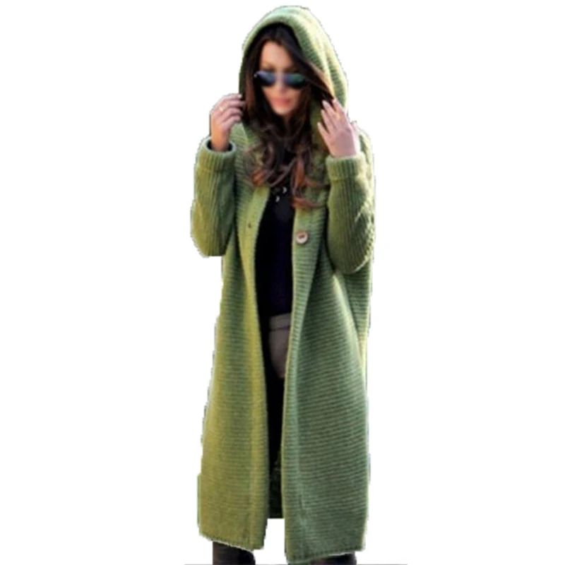 

Womens Long New Long Sleeve Outwear Turn-Down Collar Knitting Jackets Autumn Winter Loose Elegant Cardigan Overcoat Plus Size