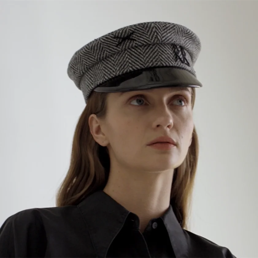 Autumn Winter Caps Monogram-embroidered Baker Boy Cap Women Newsboy Caps