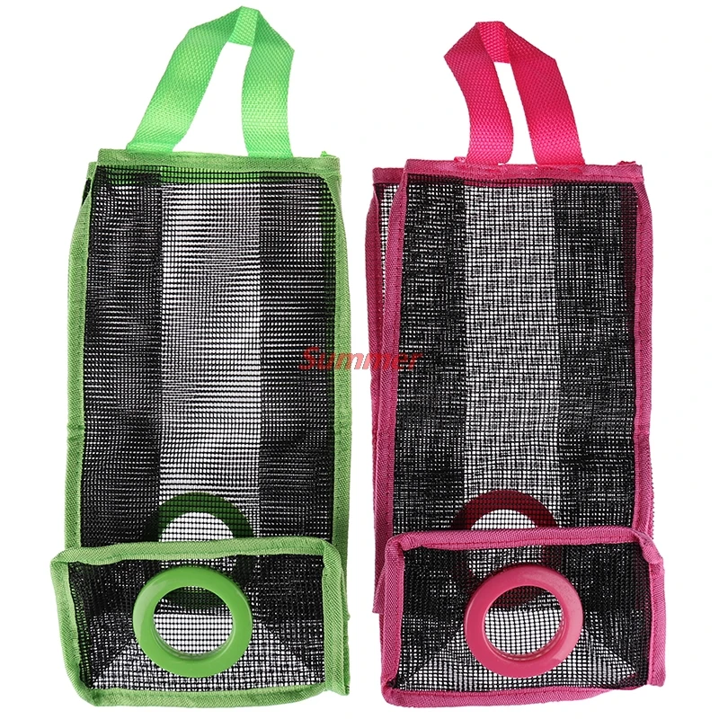 Hanging Mesh Garbage Bag Organizer Dispenser Kitchen Wall Mounted Reusable Grocery Bags Holder Accessories Fashion