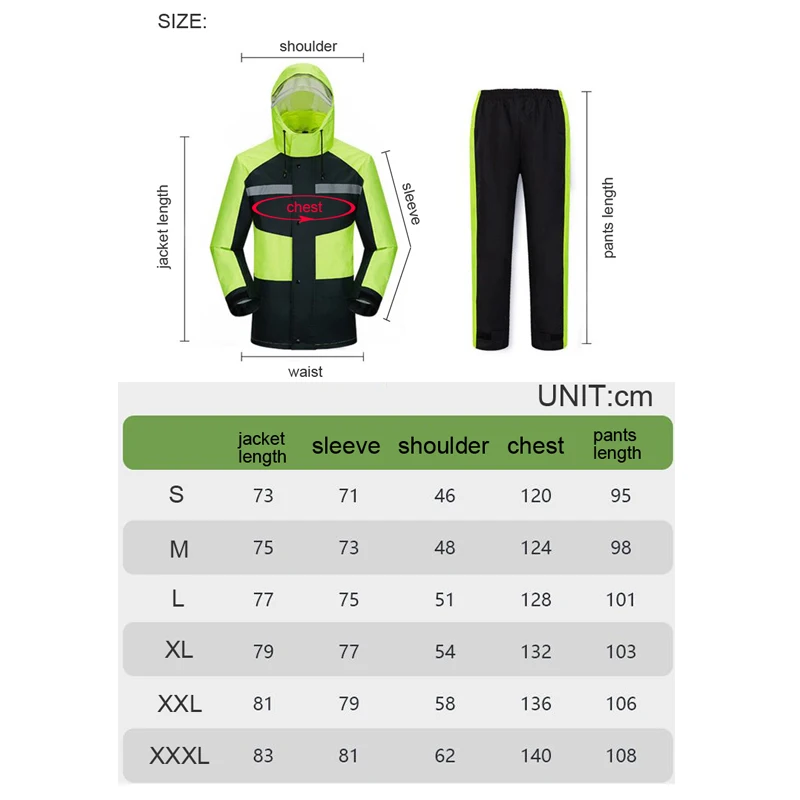 Motorcycle Waterproof Raincoat Rain Pants Suit Men and Women Adult Moto Riding Protective Clothing Anti-storm Raincoat,R-108