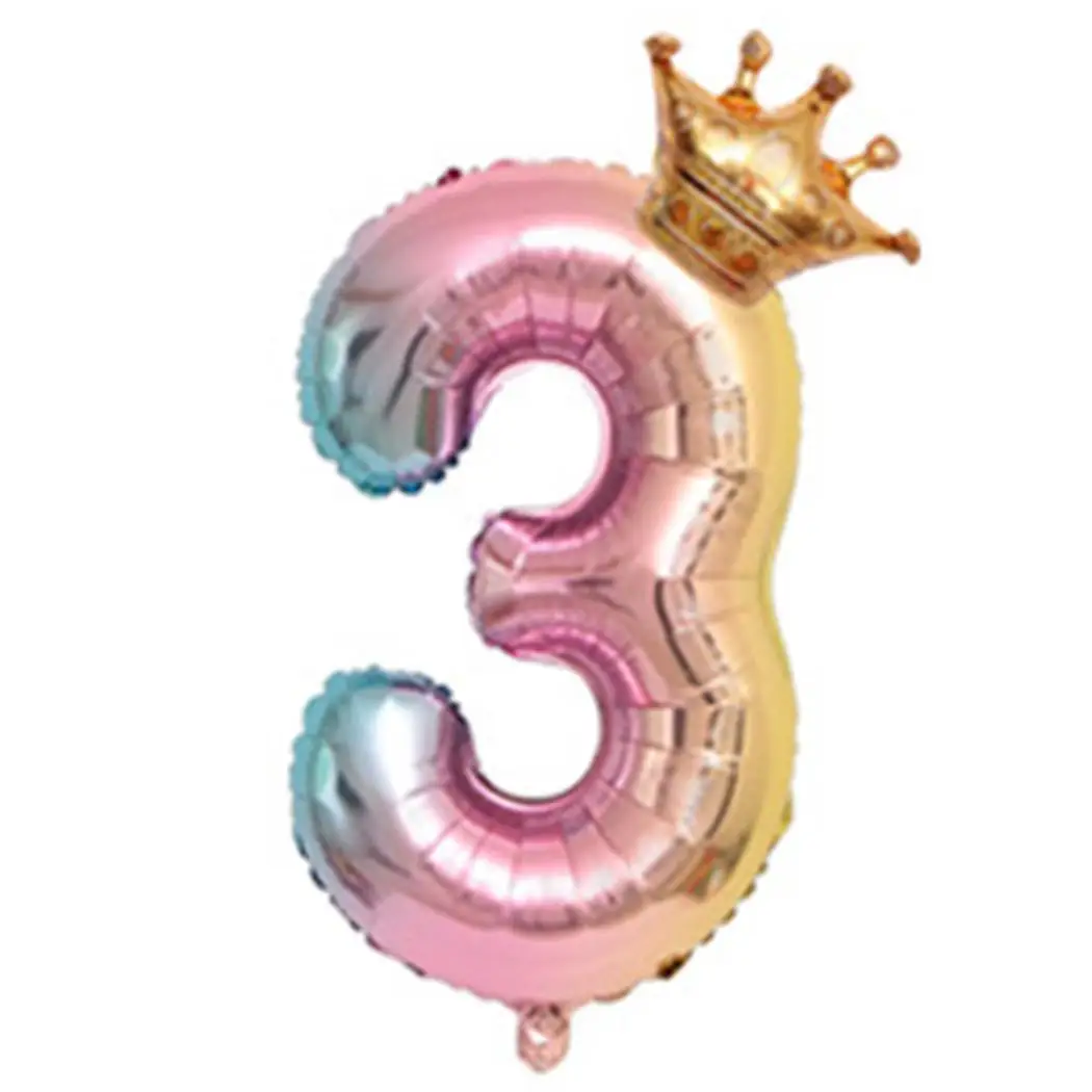 

Number 1 to 10 Crown Shape Children Aluminum Balloon Decoration For Birthday Party
