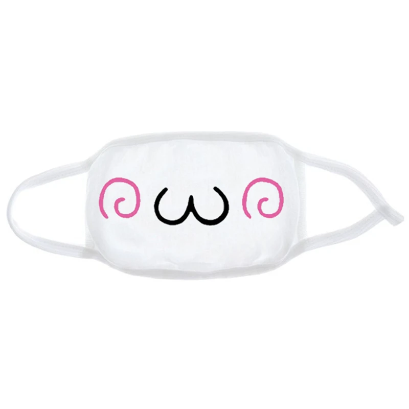 Fashion Expression Mouth Mask Anime Cotton Mouth Mask Unisex Mask Mouth-muffle Dustproof Respirator Cute Anti-Dust Mouth Covers - Color: Pink