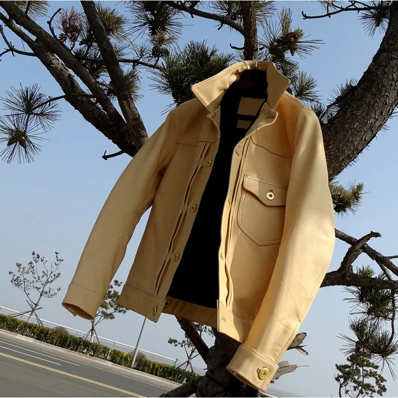 

America Horween Primary Color Cowhide Oil run ruan Meat Genuine Leather Clothes Men's May Kaji Coat 506 Leather Jacket Men's