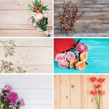 

Vinyl Custom Photography Backdrops Prop Flower and Wooden Planks Photography Background 200212SU-05