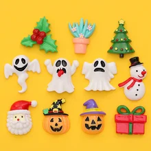 

10PCS Santa Snowman Diy Cream Glue Mobile Phone Case Material Package Handmade Hair Jewelry Resin Accessories