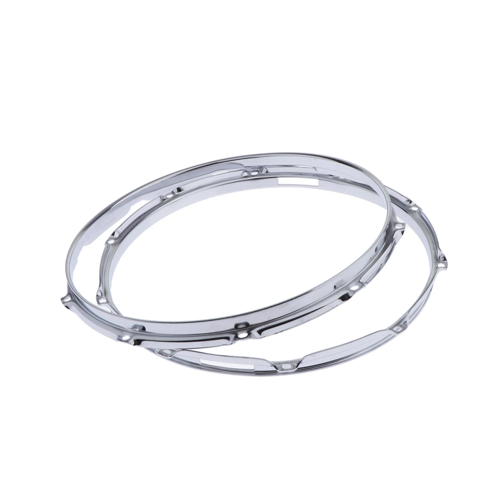 2 Pcs Premium Alloy Steel Snare Drum Hoop Rim 14 inch 10 Holes 2.5mm