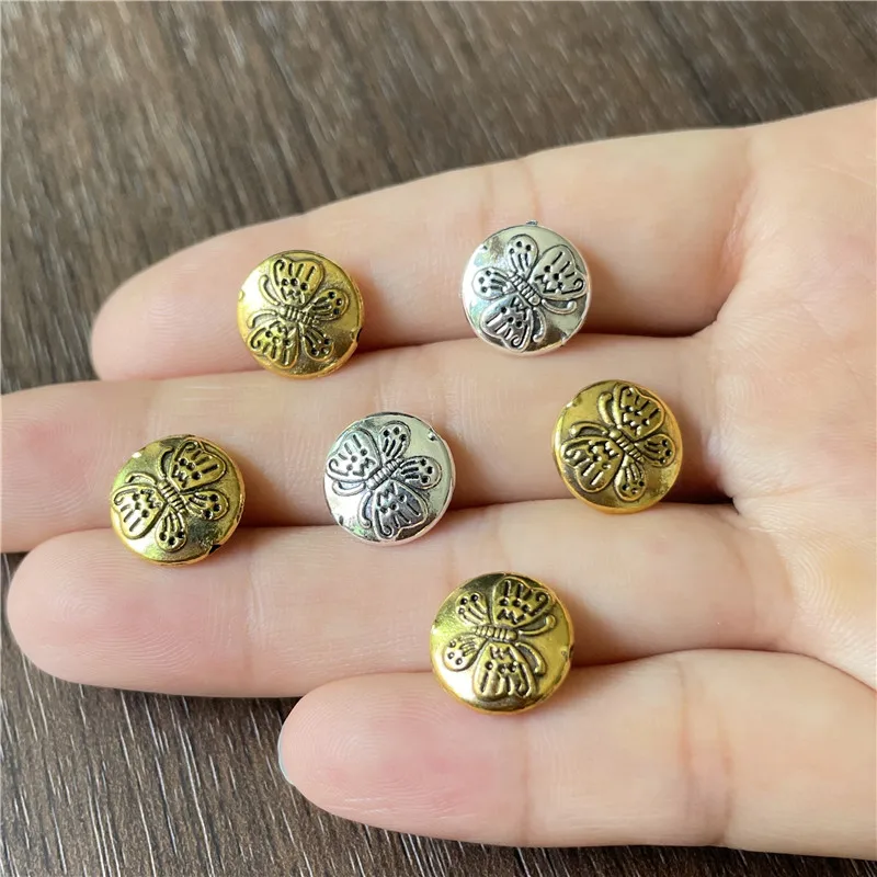 

15pcs butterfly pattern round perforated beads Connect jewelry making DIY handmade bracelet necklace accessories material