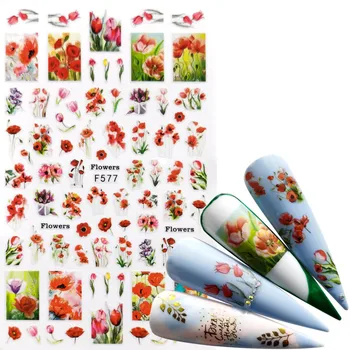 

1 PC Mix Flower Nail Stickers Butterfly 3D Adhesive Sliders Wraps Tips Charm Art Manicure Decorations