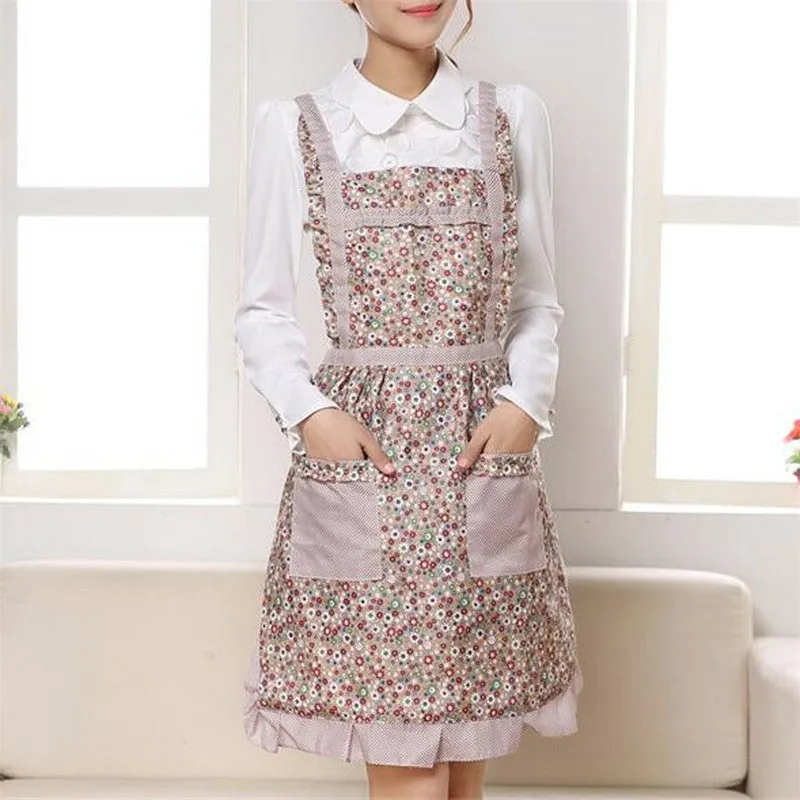 

Women Floral Apron Cooking Chef Bib Apron Kitchen Restaurant Bib Clothes Dress With Pocket Gift 9 Patterns Home Daily Supplies